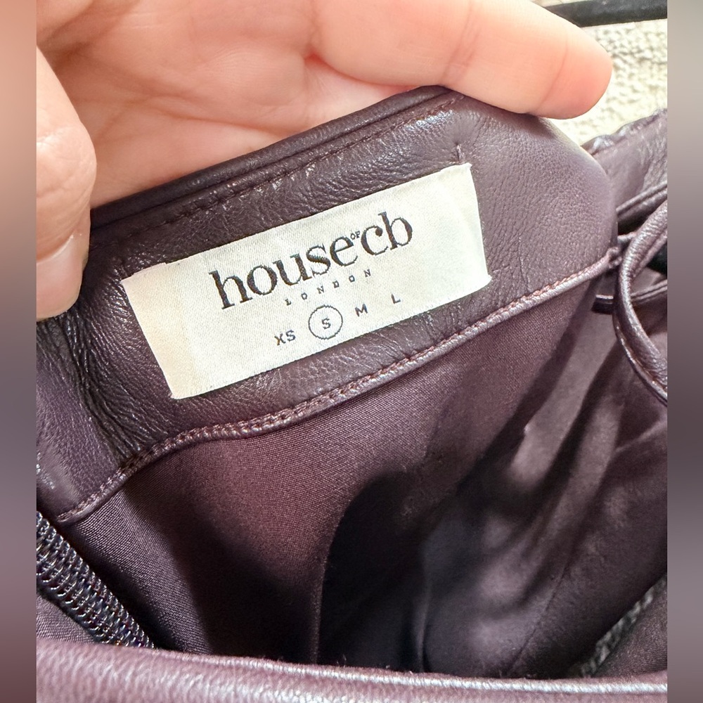 House of CB Brown Vegan Leather Mini Dress Size S Y2K Date Night luxury - Picture 8 of 11